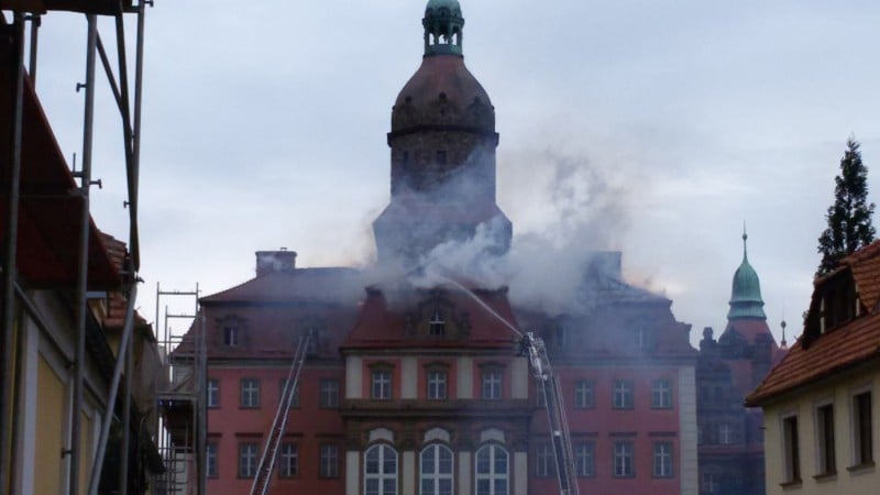 Pożar zamku Książ w Wałbrzychu (ZDJĘCIA, FILM) - Zdjęcia: Michał Wyszowski (Radio Wrocław)